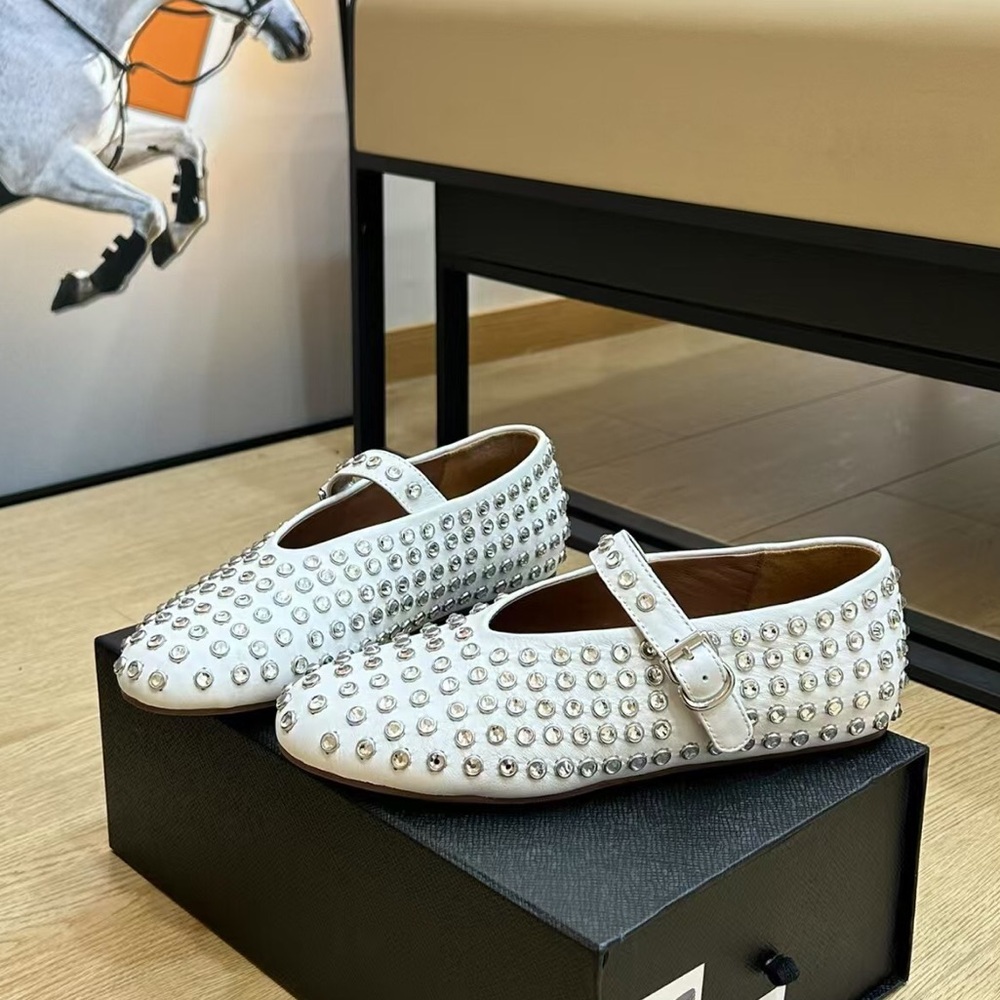 Alaia White Studded Flats - Picture 4 of 7